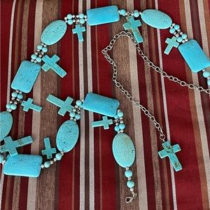 Vintage Western Chain Belt w/Crosses - Waist Size up to 50”